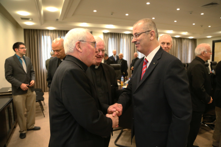 Bishops discuss peace with Palestinian Prime Minister Rami Hamdallah.
