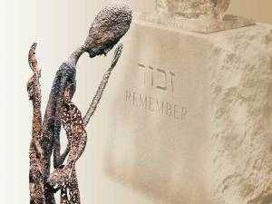 Image of Rachel Weeping statue and base at the Holocaust Memorial in Richmond, VA