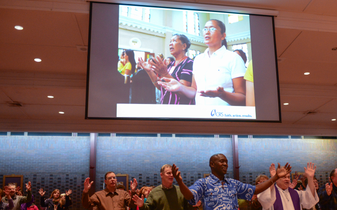 On the evening of February 20, 2015 Catholic Relief Services hosted a 40th Anniversary Rice Bowl event at the The Wilde Lake Interfaith Center in Columbia, MD. Featured at the event were Nationally acclaimed Spirit and Song singers ValLimar Jansen and Pedro Rubalcava and CRS staff and Rice Bowl Speaker Thomas Awiapo.